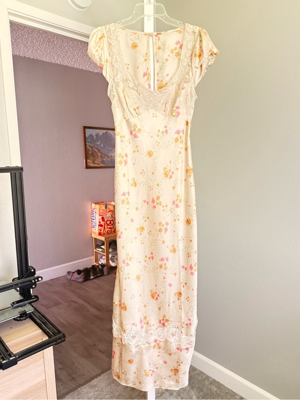 Free People Butterfly Babe Cutout Cream Maxi Dress - Picture 2 of 8